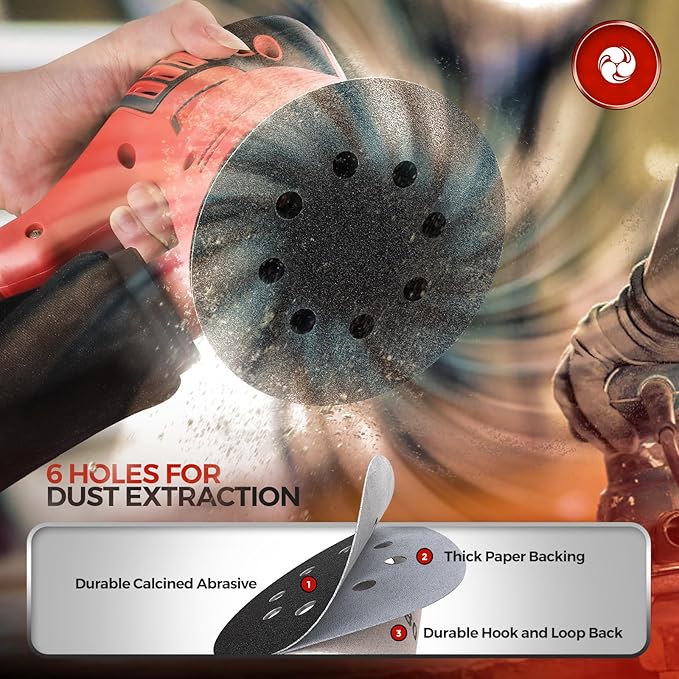 100PCS 5 inch Silicon Carbide Sanding Discs 600 Grit, Wet Dry Orbital 5 Sander Hook and Loop Sandpaper Disc, Best for Metal,Automotive,Wood Polishing