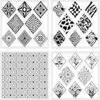 CHGCRAFT 4 Pcs Rhombus Pattern Polymer Clay Texture Sheets Abstract Art Silicone Texture Stamp Rhombus Flowers Modeling Pattern Pad Sheets for Jewelry and Earrings Tools, 5.5x5.5 inch