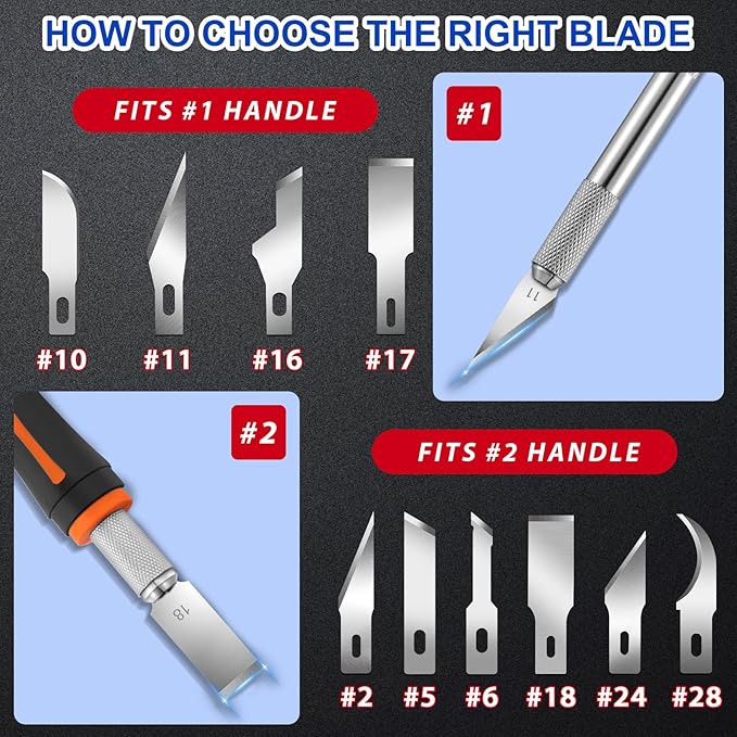 DIYSELF 150 PCS Hobby Knife Replacement Blades, #24 Sharp Exacto Knife Blades, Hobby Knife Blade Refills with Storage Case, High Carbon Steel Exacto Blades for Craft, Scrapbooking, Stencil (#24）