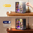 Tarot Book Nook Kit - 3D Wooden Puzzle for Adults, Teens & Beginners, DIY Miniature Bookshelf Insert with LED Light, Mysterious Craft Gift for Family, Friends