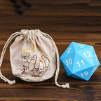 Large Foam D20 Dice, 80mm D20 DND Spindown 20 Sided Dice D&D Polyhedral with Drawstring Bag for Role Playing Games (Blue)