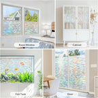 rabbitgoo Window Privacy Film with Installation Tools, Stained Glass Window Film Rainbow Prism Decorative Glass Clings for Home Decor, Static Cling Covering Sun Blocking, 17.5" x 78.7"