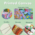 Joyhoor Cross Stitch Kits for Beginners, Stamped Cross-Stitch Supplies, Needlework, Preprint Embroidery Kits, Adults DIY Needlepoint Kits, Embroidery Patterns 11CT-Wreath Moon 17.7x17.7 inch
