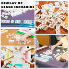 New American Mahjong Game Set, 166 Premium White Tiles with Portable Metal Dices, 4 All-in-One Racks with Pushers, Mah-Jong Games Sets, Ma Jong Tile Game (Blue)