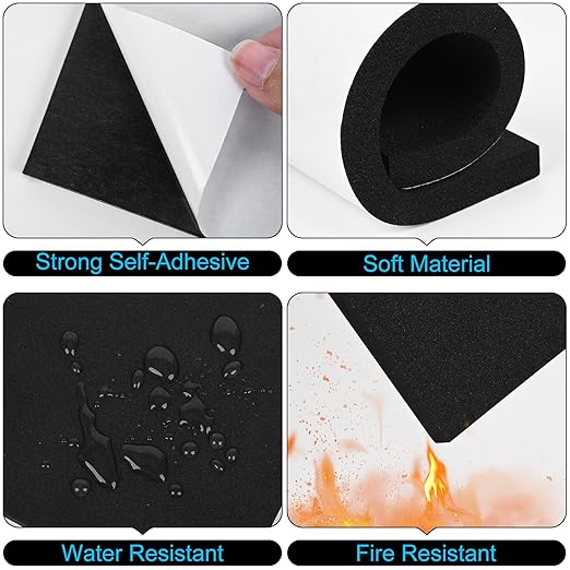 ToLanbbt 22 PCS Adhesive Foam Padding Sheets Closed Cell Neoprene Foam Sheet 1/16" Thick, 4" x 4" Self Stick Insulation Anti Vibration Pads Anti-Slip for Furniture, Cars, Speakers, DIY