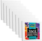 KEFF Canvas Boards for Painting - 12x12 8-Pack Bulk Canvas Panels, 100% Cotton Triple Primed Large Canvases for Art Painting Supplies, Acrylic, Oil, Watercolor & Tempera
