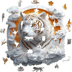 Wooden Puzzles Adults, 3D Paper Tiger Wooden Puzzles 300 Pieces, Unique Animal Shaped Wood Challenging Jigsaw Puzzles Gifts for Adults, 13.4x13.4in