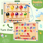2 in 1 Double Side Magnetic Color and Number Maze, Montessori Magnetic Alphabet Maze Board Toys 3-5 Years Old, Wood Magnet Puzzle Learning Counting Matching Toys for 3 4 5 Todders Kids Girls Boys