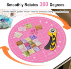 Headley Tools 10"x10" Round Rotating Cutting Mat, Self Healing Mat with 360-Degree Rotation & Anti-Slip Base, Sewing Board Cutting Mat Perfect for Fabric Quilting Leather Hobby Project, Pink