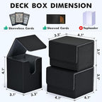 ZLCA Card Deck Box for MTG, Yugioh Deck Case Holds 100+ Single Sleeved Cards, PU Leather Magnetic Storage Box Fits for CCG TCG Sport Card (Black& Purple)
