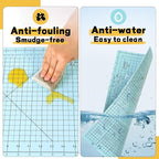 Premium Idemeet Self Healing Cutting Mat 18'' x 12'', A3 Non-slip Sewing Mat for Quilting, 5-Ply Rotary Cutting Board Double-Sided for Crafts Cutting Fabric Scrapbooking Modeling Projects, Aqua Blue