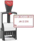 MaxMark Heavy Duty Self Inking Date Stamp with Phrase Denied - Red Ink