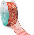 CT CRAFT LLC Organza with Red Glitter Snowflakes Wired Ribbon 2.5 inch x 50 Yards for Christmas Home Decor Tree Topper Bow Gift Wrapping DIY Crafts Wreath Garland Wedding