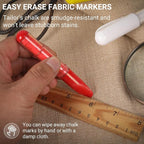 (2-pack) Fabric Chalk Markers -Erase Tailor’s Chalk for Quilting and Sewing - Compatible with Most Fabrics - With Dosing Wheel Technology, Blue & White
