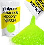 Hemway Polyurethane & Epoxy Resin Glitter 100g / 3.5oz Metallic Crystal Flake Additive for Flooring Jewelry Tumblers Glass Pigment - Microfine (1/256" 0.004" 0.1mm) - Fluorescent Green