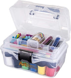 ArtBin 6890AG Small Project Box, Portable Art & Craft Organizer with Lift-Out Tray, [1] Plastic Storage Case, Clear