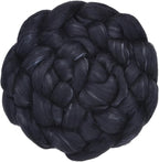 Merino Silk Luxe Tonal Designer Blend. Superfine Merino, Mulberry Silk, Tussah Silk. Top Roving for Spinning or Felting. Obsidian 4oz