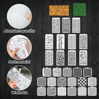 30 Pcs Abstract Layering Stencils for Painting, Reusable Mixed Media Stencils with Geometric Crackle Bubble Camo Splatter Tree Leaf Patterns, DIY Craft Templates for Walls Canvas Cards Airbrush Art
