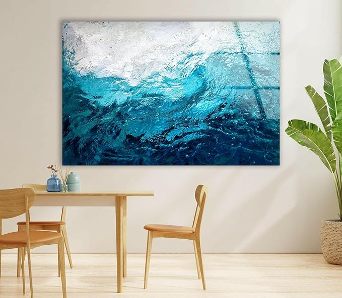 My Photostation.com Round 31,5'' Blue Waves Abstract Glass Wall ArtTempered Glass Printing Wall Decor Large Wall Art Wall Hangings