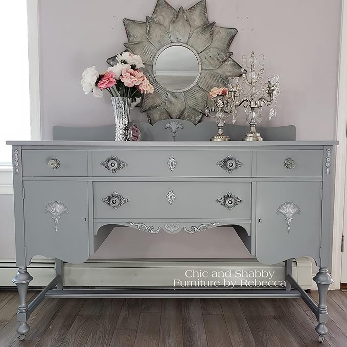 Dixie Belle Paint Company Chalk Finish Furniture Paint - Manatee Gray (8oz) - Matte Light Gray Chic Chalk Mineral DIY Furniture Paint