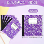 Seajan 20 Pack Composition Notebooks, Wide Ruled Paper, 7-1/2" x 9-3/4" Marble Hard Covers, 60 Sheets, Composition Notebooks Bulk for Students Back to School Adults Office Supplies(Purple)