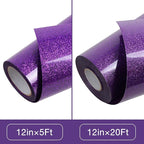 TORC Purple Glitter HTV Heat Transfer Vinyl Roll 12 inch x 20 ft Sparkly Iron on Vinyl for T Shirts Crafts Bulk