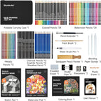 Shuttle Art 103 PCS Drawing Kit, Professional Drawing Supplies with Sketch, Charcoal, Colored, Graphite, Pastel Pencils & Sticks, Complete Drawing Tools and Paper Pads in Zipper Case for Artists&Kids