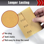 50 Pcs 1/4 Sheet Sandpaper, Premium Sand Paper 80/120/150/220/320/400 Grit Sandpaper Sheet Sand Paper Assortment for Wood Metal Automotive Palm Sanders 5.5" x 4.5"