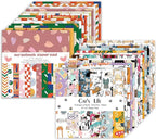 48 Sheets 24 Designs Scrapbook Paper Pad, 6"×6" Single-Sided Decopodge Craft Cardstock Paper,Scrapbooking DIY Decorative Background Cardmaking Supplies.Cat's Life&Sweet Love