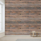 wall26 Horizontal Brown Vintage and Retro Wood Textured Paneling, Wall Mural, Removable Wallpaper, Home Decor - 132x168 inches
