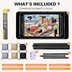 Lwoeo Jigsaw Puzzle Mat Roll Up, No Creases 53.3” x 35” Rubber Saver Pad Up to 3000 Pieces, Black Large Puzzel Matte Rollup with 6 Sorting Trays & 1 Storage Bag. Ideal for Holiday and Birthday
