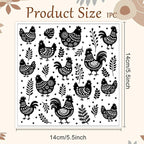 CHGCRAFT Artistic Chicken Silhouette Polymer Clay Texture Sheet Plant Leaves Bohemian Silicone Texture Mat for Polymer Clay Making Earrings Jewelry DIY Crafts 5.5 × 5.5 Inch