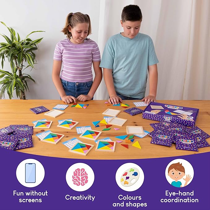 Tangram Puzzle Wooden Pack 30 Kids Party Favors - BONNYCO | Goodie Bags Stuffers for Kids 3-5 4-8, Return Gifts for Birthday Party Goody Bag Stuffers | Pinata Filler Toys Bulk Classroom Prizes Rewards
