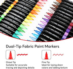 Fabric Markers Permanent for Clothes, 40 Colors Dual Tip with Fine and Chisel Tips Paint Pens for Clothing Canvas Tote Bags T-Shirt and Shoes, Non Toxic Ink for Kids and Adults