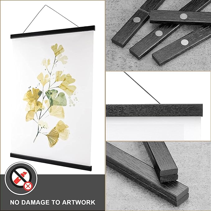 WITCOLOR Magnetic Poster Hanger Frame 28x22 28x20 28x40 Poster Frame 28 Inch Wide 1 Pack Magnetic Hanging Frame Black Wood 28" Wide Magnetic Poster Hanger Picture Frame