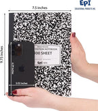 EPI Marble Hardcover Wide Ruled Composition Notebook | 200 Pages (100 Sheets), 9.75 x 7.5 in, Sturdy Sewn Binding | School, Office, Journaling, Notes - 4 Pack