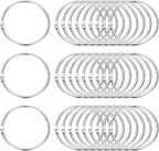PATIKIL 3" x 3.2" Loose Leaf Binder Rings, 30 Pcs Metal Book Rings Nickel Keychain Ring for Paper Index Cards Flash Card Notebook Rings Office Home Book Binder, Silver Tone