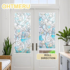 3D Stained Glass Window Privacy Film, Heat Control UV Blocking Static Cling Decorative Window Film for Bathroom,Front Door,Home Non Adhesive,23.6 x 39.3 inches Magnolia