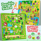 2 in 1 Magnetic Color and Number Maze Magnet Alphabet Counting Double Sided Board Wood Puzzle Fine Motor Skills Montessori Preschool Toys Gifts for Boys and Girls 3-5 Age (Big Zoo, One Size)