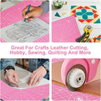 Headley Tools 17"x17" Rotating Cutting Mat, Self Healing Mat with 360-Degree Rotation & Anti-Slip Base, Sewing Board Cutting Mat Perfect for Fabric Quilting Leather Hobby Project, Pink