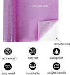 FUNKAKA Glitter Purple Pink HTV Heat Transfer Vinyl Rolls, 12" x 8ft PU Iron on Vinyl for T-Shirt Purple Pink Glitter HTV Vinyl for All Cutter Machines Easy to Cut & Weed for Heat Vinyl Design