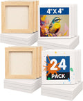 FIXSMITH Mini Stretched Canvas for Painting - 24 Pack 4 x 4 Inch, 2/5” Profile Small Square Canvases, 100% Cotton Blank Canvas, Home Decor Project, Art Supplies for Acrylic Oil Painting