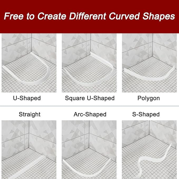uxcell Flexible Molding Trim, 59 Inch Flexible Quarter Round Molding Silicone Peel and Stick Trim Self Adhesive Shower Water Barrier for Corner Decor Bathroom Kitchen, Grey