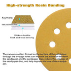 100PCS 5 Inch 8 Hole Sanding Discs 150 Grit,Gold Round Hook and Loop Sandpaper for Random Orbital Sander