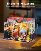 Rolife DIY Miniature House Kit Garage Workshop, Build 1/20 Mini House Building Kit with LED Craft Kits for Aduls Gifts for Him Her