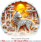 Wooden Puzzles for Adults, 3D Wolf Wooden Puzzles 290 Pieces, Unique Animal Shaped Wood Challenging Jigsaw Puzzles Gifts for Adults, 13.4x13.4in