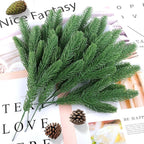 Hananona 50 Pcs Artificial Pine Branches Christmas Greenery Plants Pine Needles DIY Cedar Picks and Sprays Accessories for Christmas Garland Wreath Craft and Home Decor (50, Green)