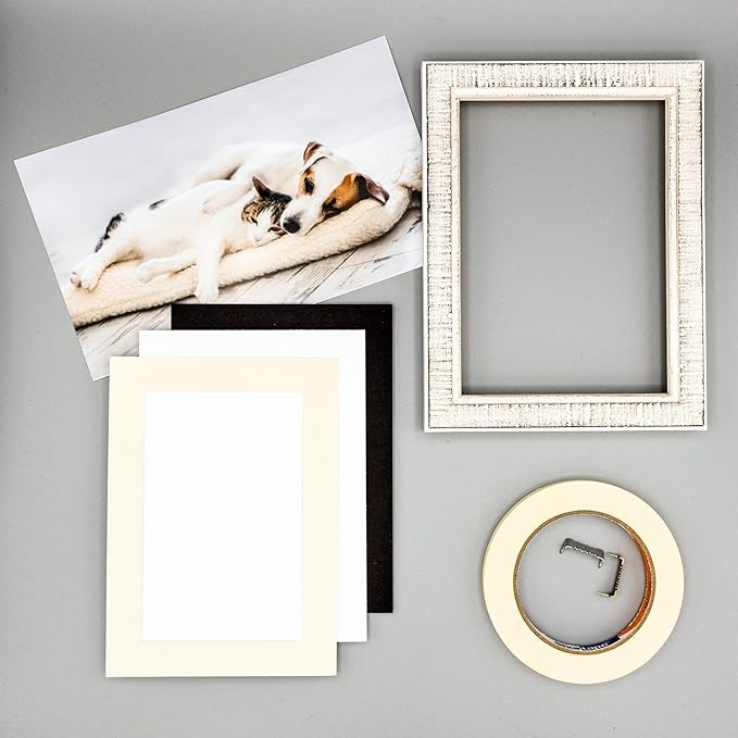 Pack of Ten 8x10 Mats Bevel Cut for 6x8 Photos - Acid Free Cream Precut Matboards for Pictures, Photos, Framing - 4-ply Thickness