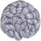 Merino Silk Luxe Tonal Designer Blend. Superfine Merino, Mulberry Silk, Tussah Silk. Top Roving for Spinning or Felting. Silver Mist 4oz