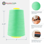 Mandala Crafts 4 Pack of Serger Threads Cones Spools - 40S/2 24000 Yards Polyester Seafoam Green Threads for Sergers Machine and Overlock Quilting Sewing Machine